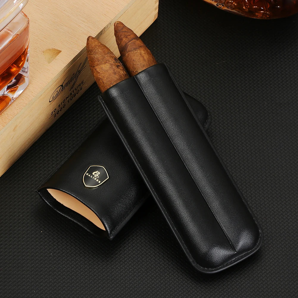 Étui à Cigares en Cuir pour Voyage : Humidor Portable avec 2 Tubes de Rangement