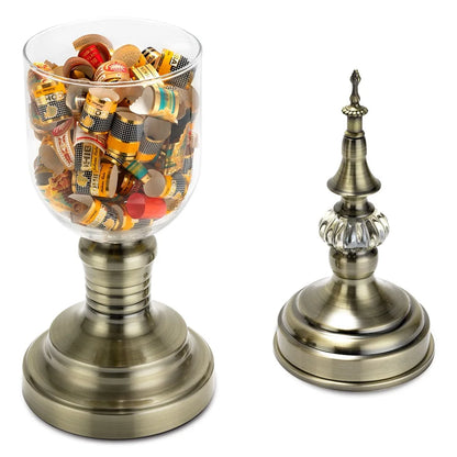 Pot de Rangement en Verre Cristal pour Étiquettes de Cigare : Base et Couvercle en Alliage, Accessoire Décoratif de Luxe