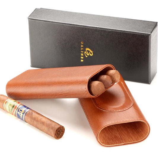 Étui à Cigares en Cuir Portable : 3 Tubes avec Coupe-Cigare Intégré et Pochette Détachable