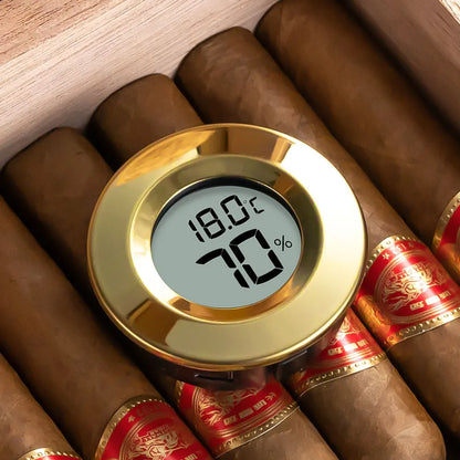 Hygromètre et Thermomètre 2 en 1 pour Cigares : Gadget Miniature avec Affichage Numérique Rond