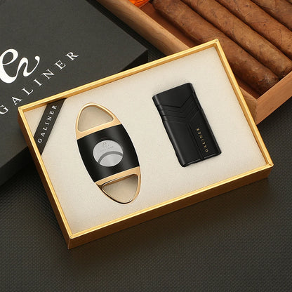 Coffret Cigare de Luxe : Briquet Triple Jet et Coupe-Cigare Précis avec Perforateur Intégré