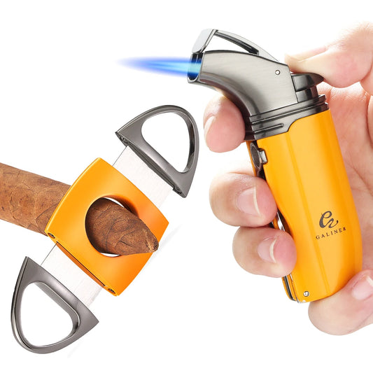 Coffret Cadeau Portable : Briquet Torche Jet avec Coupe-Cigare et Perforateur Intégré