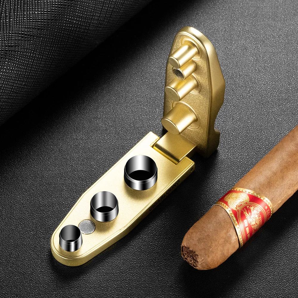 Support de Cigare avec Perforateur : Coffret Cadeau Multifonction en Alliage avec Triple Coupe-Poinçon