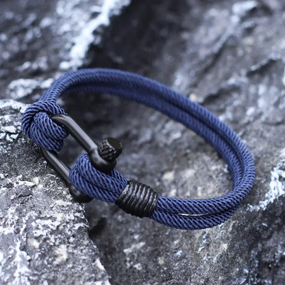 Élégance Noire - Bracelet de Survie en Corde Tressée Double Couche