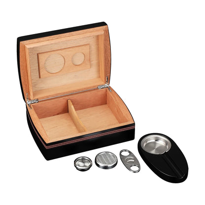 Humidor de Luxe en Bois de Cèdre : Boîte de Rangement Portable avec Cendrier, Coupe-Cigare, Hygromètre et Humidificateur