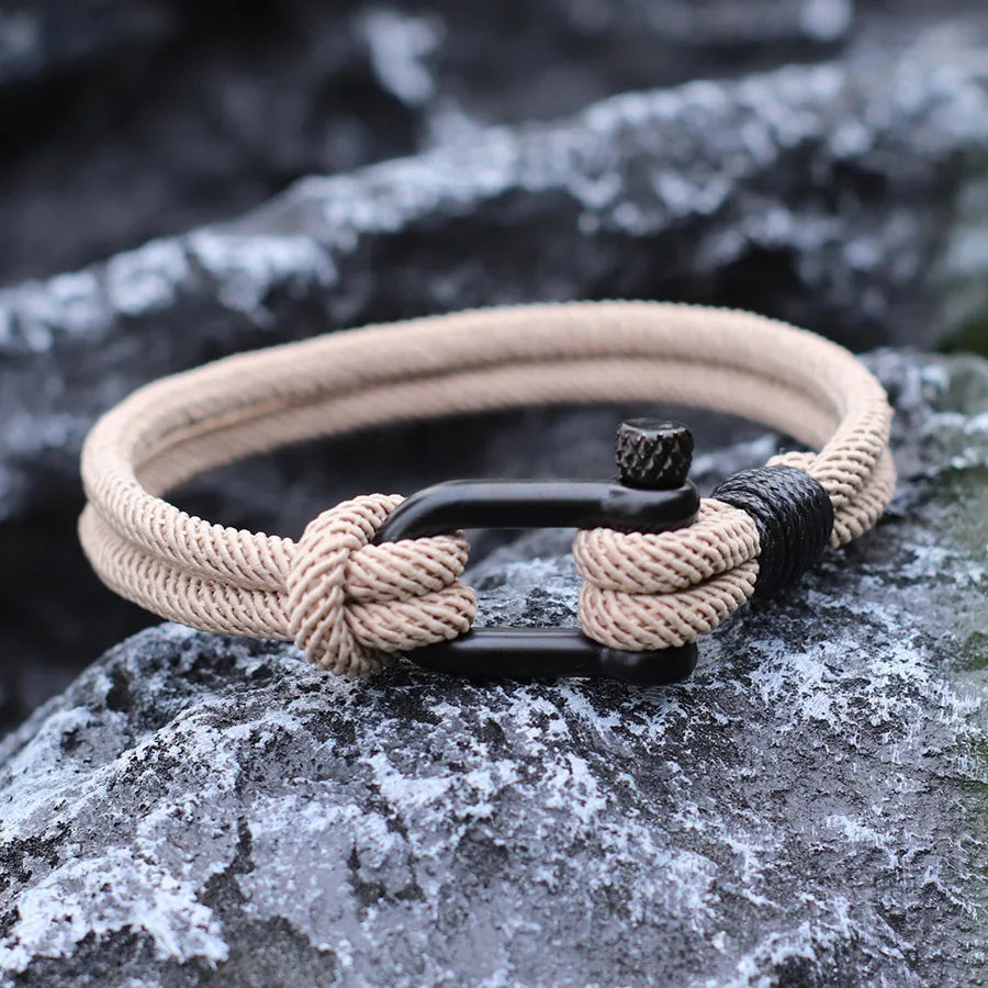 Élégance Noire - Bracelet de Survie en Corde Tressée Double Couche