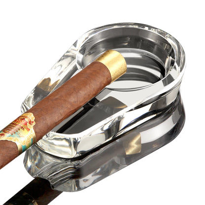 GALINER Crystal Cigar Ash Tray With 1 Slot Curved Smoking Smooth Clear Tobacco Ashtray Smoking Gadget