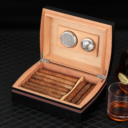 Humidor de Luxe en Bois de Cèdre : Boîte de Rangement Portable avec Cendrier, Coupe-Cigare, Hygromètre et Humidificateur